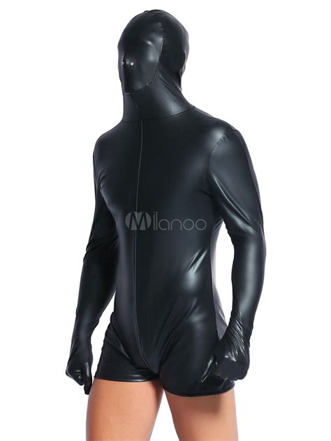 Sexy M Nner Bodysuit Mit Kapuze Langarm Pvc Club Overall Milanoo