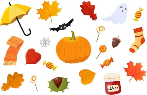 Premium Vector | Autumn cozy icons set. Fall season. Halloween ...