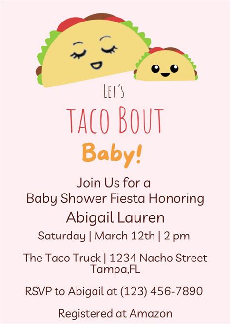 Editable Taco Bout A Baby Taco Baby Shower Invitation Fiesta Baby