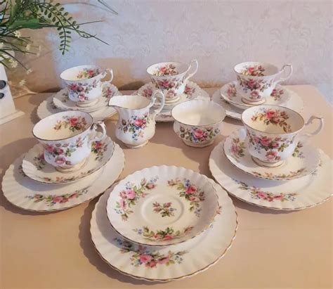 Royal Albert Moss Rose Bon China Teilig Kaffeeservice Teeservice