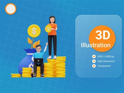 Premium PSD 3d Investor Growing Investment Money Illustration