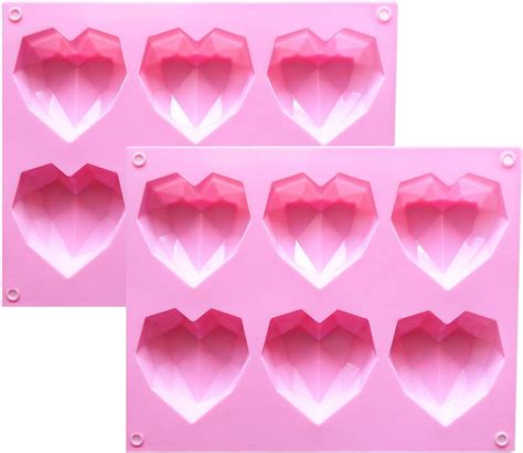 Amazon 2 Pcs 3D Diamond Heart Silicone Mold For Chocolate 6