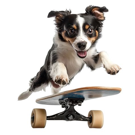 a dog jumping on a skateboard 49350460 PNG