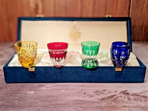 Faberge Colored Crystal Shot Glasses