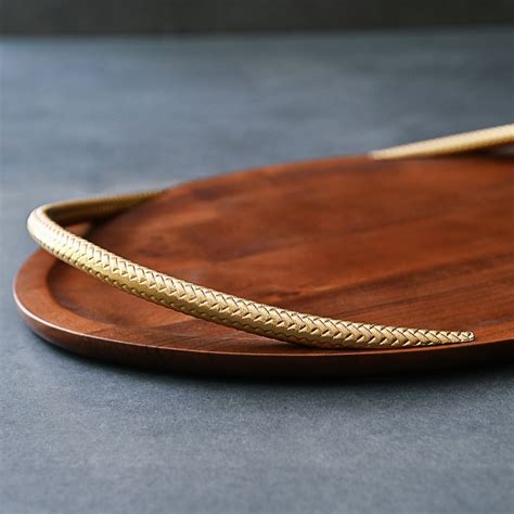 Large Wooden Tray with Golden Handles – Mora Taara