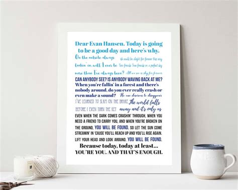 Dear Evan Hansen Quotes /Lyrics Poster Dear Evan Hansen Art | Etsy