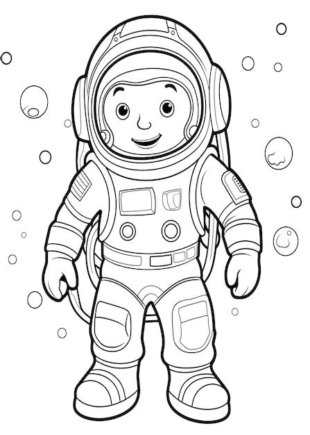 Pagina Da Colorare Per Bambini Astronauta Carino Astronauta Line Art