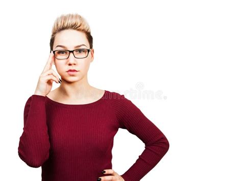 Portrait Of Beautiful Businesswoman In Glasses By An Ophthalmologist. Isolated On White ...