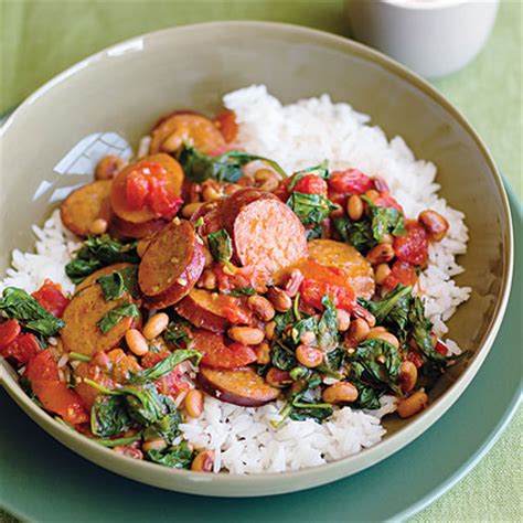 Spicy Turkey Sausage With Black-Eyed Peas & Spinach Recipe – Sunset Magazine