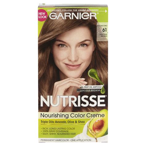 Garnier Nutrisse Nourishing Hair Color Creme 61 Light Ash Brown Mochaccino 1 Kit Permanent