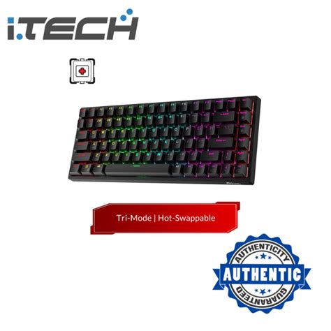 RK Royal Kludge RK84 Tri Mode RGB 84 Keys Hot Swappable Mechanical Keyboard Black Red