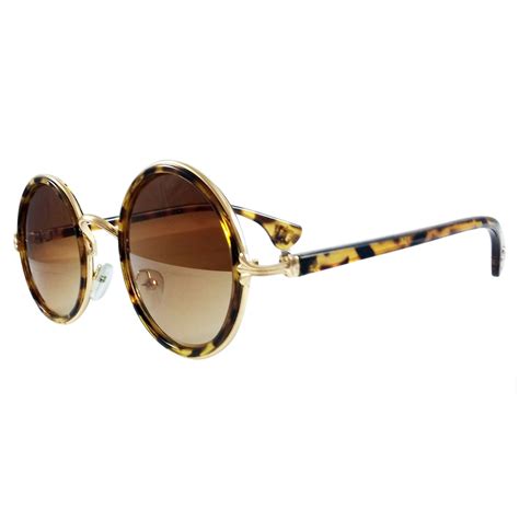 Round Tortoise Shell Sunglasses With Crow S Feet Ends