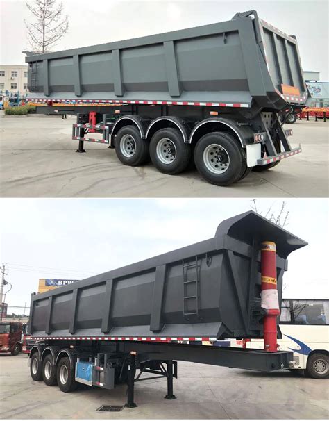 China Factory 3 Axles 45cbm 40 50 60 Ton U Shaped End Rear Tipper Dump