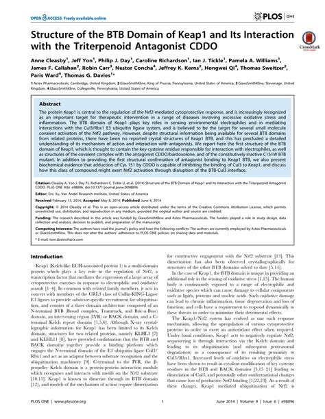 (PDF) Structure of the BTB Domain of Keap1 and Its Interaction with the ...