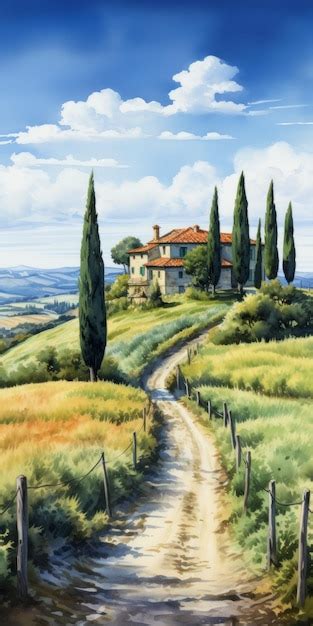 Premium Photo | Digital Painting Of Italian Countryside A Realistic And ...