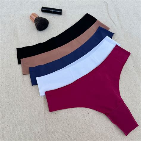 Kit 5 Calcinhas Fio Dental Tanga Sexy Corte a Laser Sem Costura Não Marca Lingerie Moda Intima