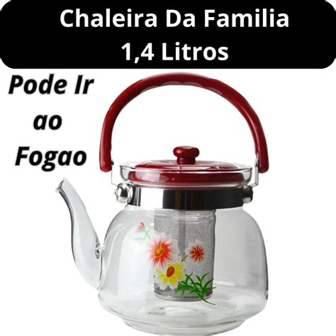 Chaleira De Vidro Cafeteira 1 4 Litro Vai Ao Fogao Infusor Inox