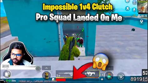 Pro Squad Landed On Me😰 Impossible 1v4🔥 Bgmi Solo Vs Squads