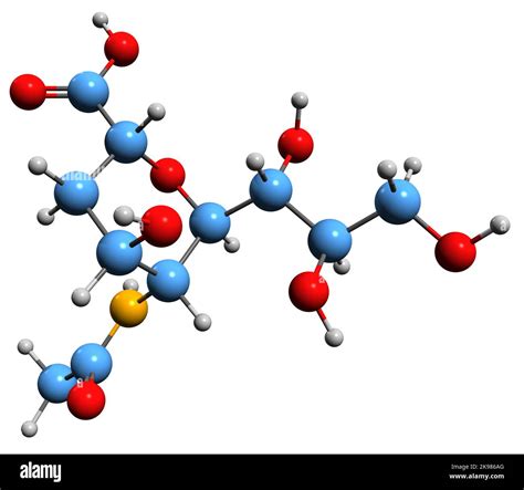 3D imagen del ácido N acetilneuramínico fórmula esquelética
