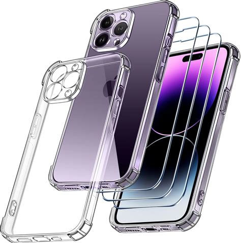 FLLAO 4 en 1 Coque pour iPhone 14 Pro avec 2 Verre Trempé et 1 Caméra