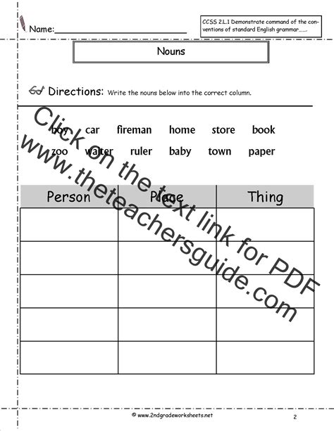 Nouns Worksheets and Printouts