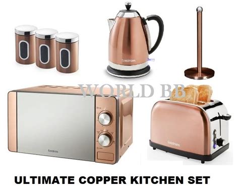 Copper Bronze Microwave Toaster Kettle Canister Kitchen Appliance Breakfast Set Ebay