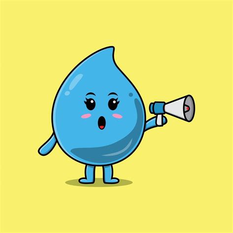 Linda Gota De Agua De Dibujos Animados Habla Con Megáfono 9464871 Vector En Vecteezy