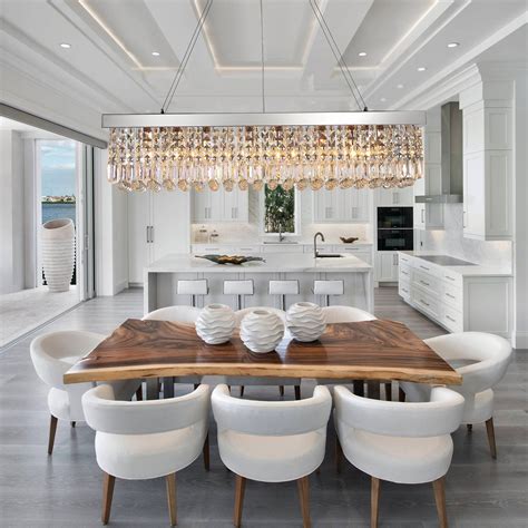 Rectangular Crystal Raindrop Chandelier Dining Room | Beautiful dining ... 