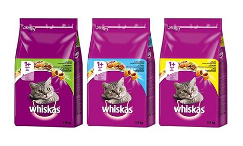 3 3.8kg Packs of Whiskas Dry Food | Groupon