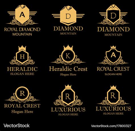 Royal Heraldic Crest Design Logos Icon Royalty Free Vector