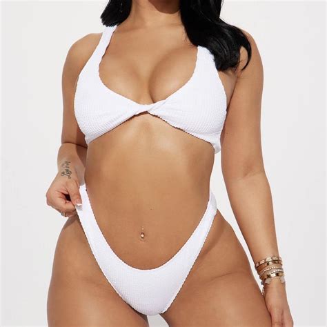 White Front Twist 2 Piece Bikini Bikini White Depop