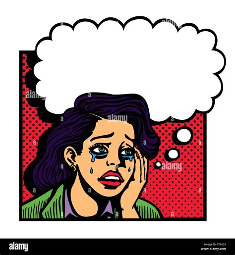 Pop art vintage comic book style vector illustration of sad broken ...