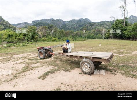 Tractor And Trailer Used For Transport With Farmer Nong Ping A Rural