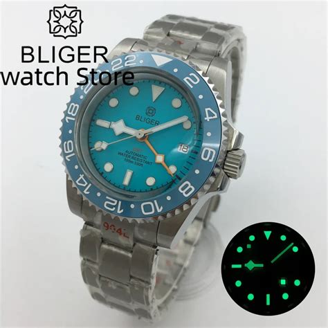 Bliger Reloj Con Esfera Luminosa Azul Cielo Para Hombre Cristal De Arco