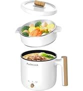 Amazon Audecook Hot Pot Electric With Steamer L Portable Nonstick Rapid Noodles Cooker