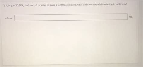 Solved If G Of Cuno Is Dissolved In Water To Make A Chegg