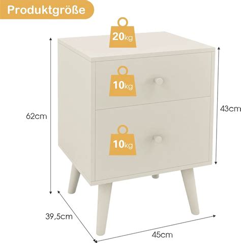 Nachtkastje Met 2 Laden Bijzettafel Van Hout Nachtkastje