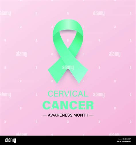 Minimalist Poster Banner With A Realistic Teal Ribbon Loop Symbol Of
