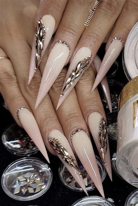 Pin By Cheri Ortiz On Nude Nails Stilleto Nails Designs Dope Nail Designs Nail Designs Bling