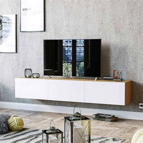 Modular Rack Tv Flotante Con Puertas Ciudad Muebles