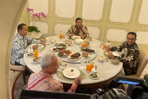 Presiden Jokowi Makan Siang Bersama Capres Ganjar Pranowo Prabowo