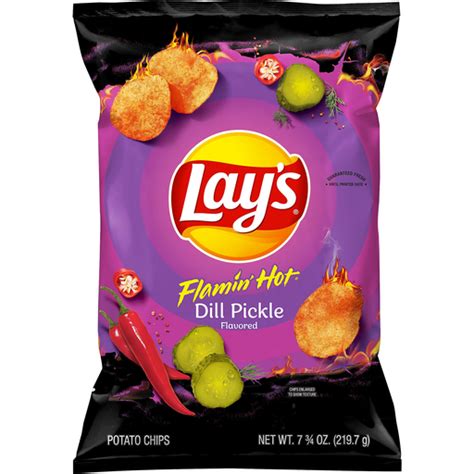 Lay S Potato Chips Flamin Hot Dill Pickle Flavored Oz Buehler S