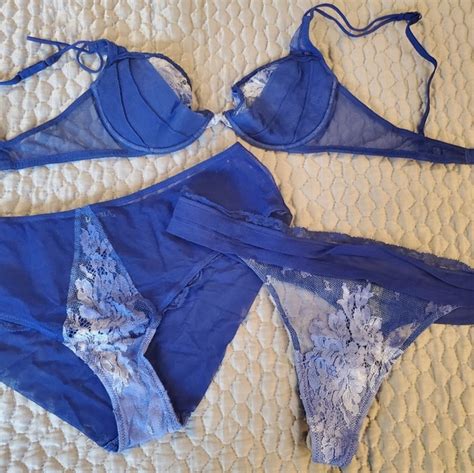 La Perla Intimates And Sleepwear La Perla Royal Blue Mesh And Ombre