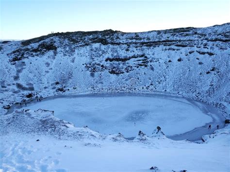 Kerid Lake Frozen in Winter in the Crater of an Extinct Volcano ...