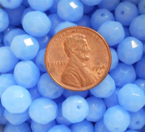 25 8mm Sky Blue Opal Beads Opaque Faceted Round Firepolished Etsy