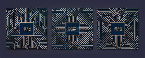 Vector Set Of Luxury Cover Templates Square Line Art Deco Patterns