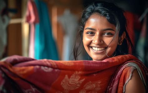 Premium Ai Image Indian Woman With Washing Machine