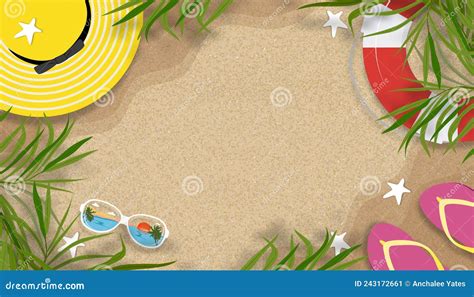 Summer Background With Beach Vacation Holiday Theme With Copy Space On Sand Beach Vector