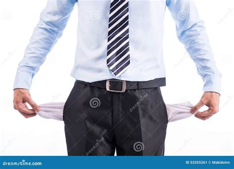 Broke And Poor Business Man With Empty Pockets Stock Image Image Of