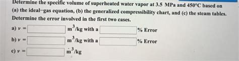 Solved Determine The Specific Volume Of Superheated Water